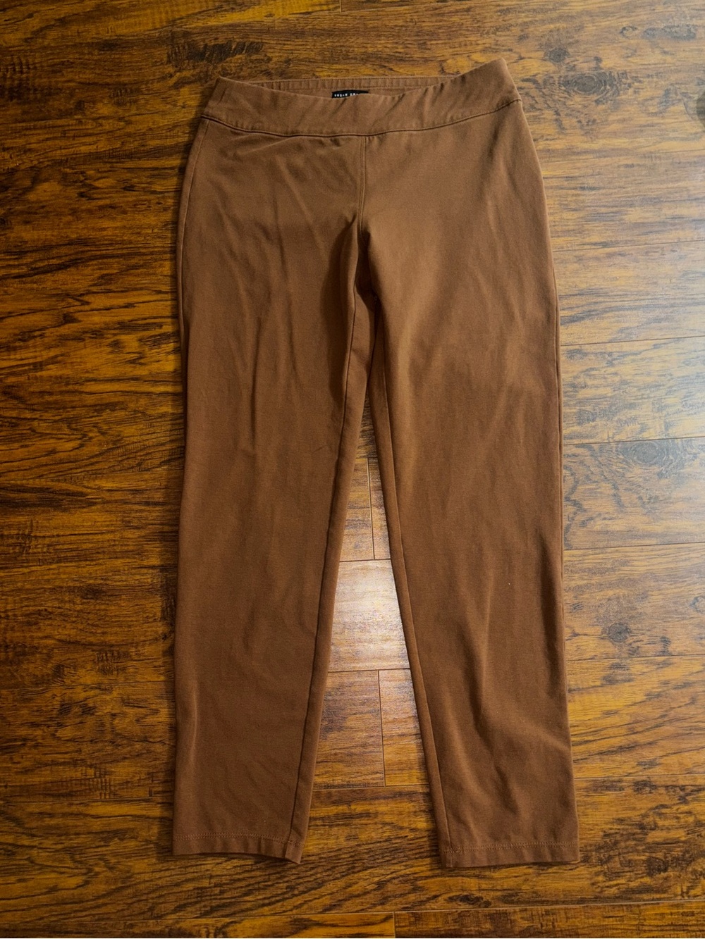 Susan Graver Weekend Pull-On Pants Brown Ponte Knit Slim Fit Cotton Spandex